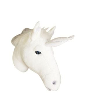 WILD & SOFT - Trophée en peluche - Tête de Licorne blanche - Claire