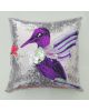 PAOLA ALONSO - Coussin paillette oiseau violet