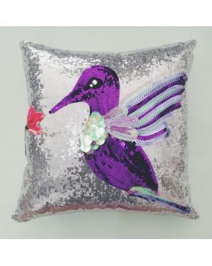 PAOLA ALONSO - Sequin Art Cushion Purple Bird