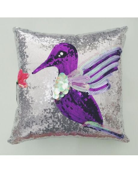 PAOLA ALONSO - Sequin Art Cushion Purple Bird