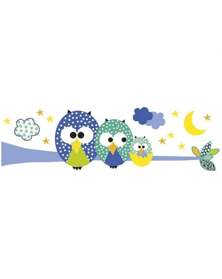 LILIPINSO - STICKER BRANCHE HIBOU - Bleu