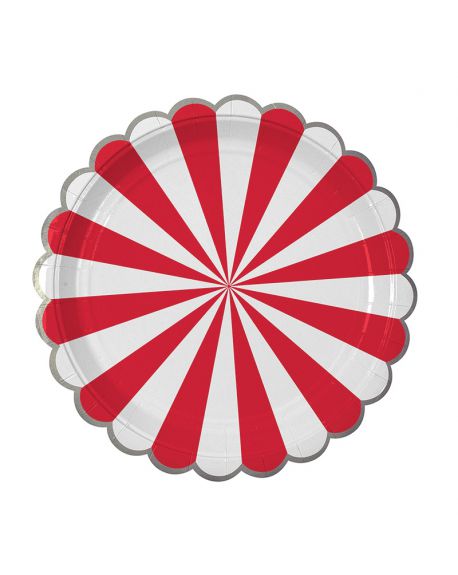 Meri Meri - Red stripe plate SM S/8 Foil