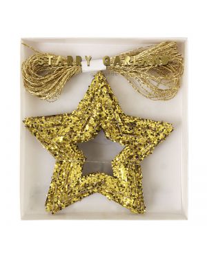 Meri Meri - Gold Glitter Stars mini Garland