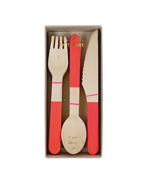 Meri Meri - Wooden Cutlery Red