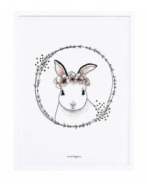 LILIPINSO - Tableau romantique lapin et fleurs
