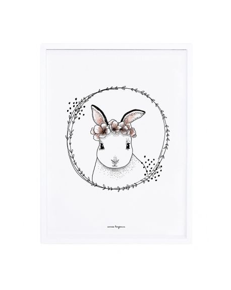LILIPINSO - Tableau romantique lapin et fleurs