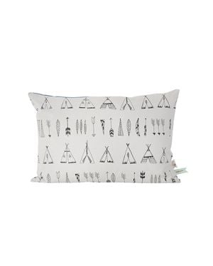 FERM LIVING - Coussin Native Tipi - Noir Beige et bleu