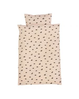 FERM LIVING - Parure de Lit Junior - 100x140 cm - Housse de couette, taie et pochette - Lapin Rose/Ecru