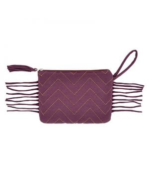 JACK N'A QU'UN OEIL - ZIGZAG BAGUETTE BAG - Hand Bag Amarante & gold