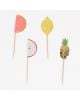 Meri Meri - Pics en bois Fruits multicolores - Set de 24