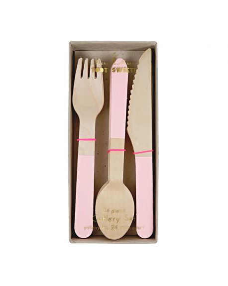 Meri Meri - Wooden Cutlery Set - Soft Pink