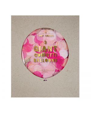 Meri Meri - Ballons Géants Confettis - Set de 3 - Rose