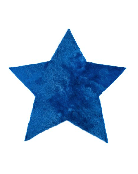 PILEPOIL - Tapis étoile en fausse fourrure - Bleu océan