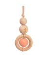 Suspension perle en bois & laine - Rose - Loullou