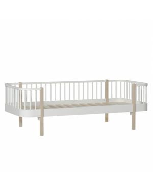 Oliver Furniture - Lit Banquette 90x200 cm - Blanc/Chêne