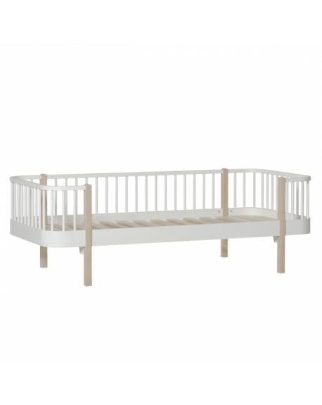 Oliver Furniture - Lit Banquette - Blanc/Chêne - 90x200 cm