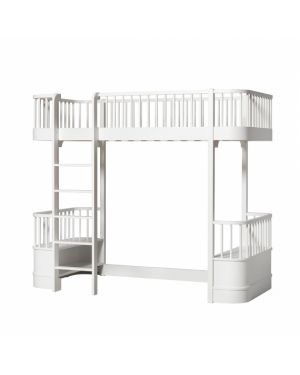 Oliver Furniture - Lit Mezzanine haut avec 2 bancs 90x200 cm - Blanc