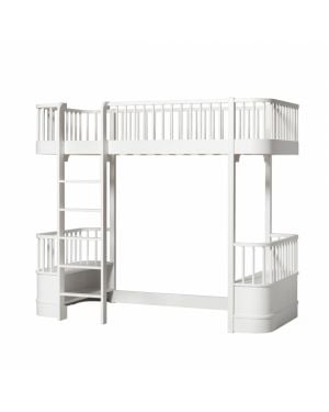 Oliver Furniture - Lit Mezzanine avec 2 bancs - Blanc - 90x200 cm