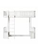 Oliver Furniture - Wood Low loft bed - White/Oak - 90x200 cm