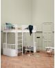 Oliver Furniture - Wood Low loft bed - White/Oak - 90x200 cm