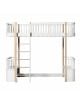 Oliver Furniture - Lit Mezzanine avec 2 bancs - Blanc/Chêne - 90x200 cm