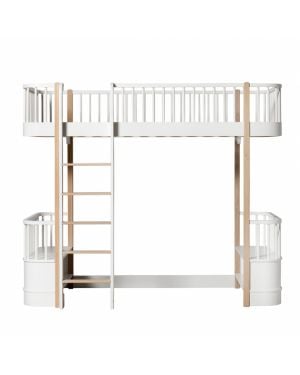 Oliver Furniture - Lit Mezzanine avec 2 bancs - Blanc/Chêne - 90x200 cm