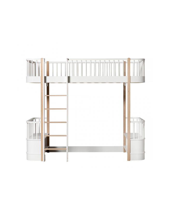 Oliver Furniture Wood Low Loft Bed With 2 Benches White Oak