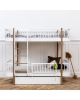 Oliver Furniture - Wood Low loft bed with 2 benches - White/Oak - 90x200 cm