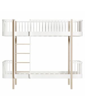 Oliver Furniture - Lit Superposé echelle face - Blanc/Chêne- 90x200 cm