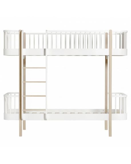 Oliver Furniture - Lit Superposé echelle face - Blanc/Chêne- 90x200 cm