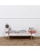 Oliver Furniture - Wood bunk bed / Ladder end - White/Oak - 90x200 cm