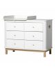 Oliver Furniture - Commode à langer 6 tiroirs avec petit plan - Blanc/Chêne