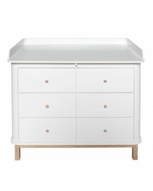 Oliver Furniture - Commode à langer 6 tiroirs avec grand plan - Blanc/Chêne