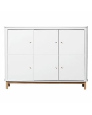 Oliver Furniture - Wood multi cupboard 3 doors - White/Oak