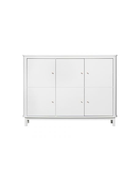 Oliver Furniture - Wood multi cupboard 3 doors - White/Oak