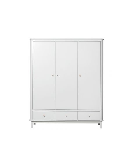 Oliver Furniture - Wood wardrobe 3 doors - White/Oak