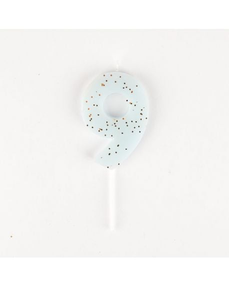 Meri Meri - 1 Sparkling Blue Number Candle - 9