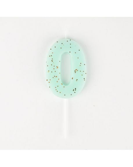 Meri Meri - 1 Sparkling Mint Number Candle - 0