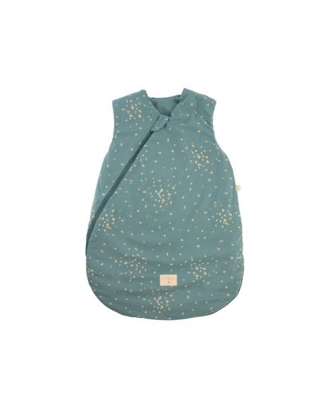 Nobodinoz - Cocoon sleeping bag - Honey Sweet Dots - Gold Confetti/ Magic Green