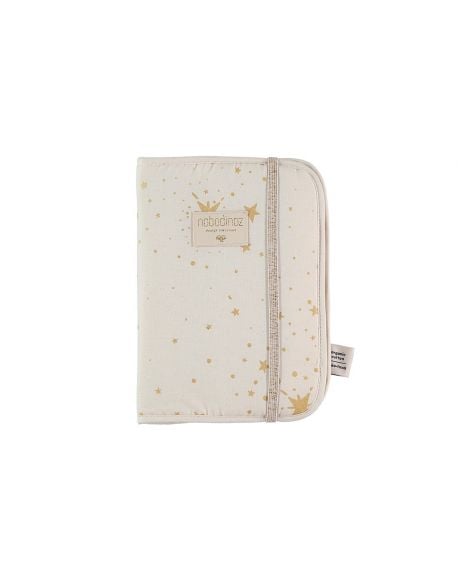 Nobodinoz - Protège carnet de santé Poema - Gold Stella/ Natural
