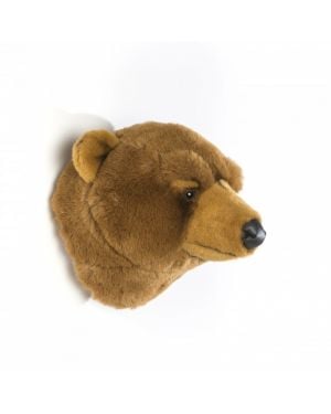 WILD & SOFT - Trophée en peluche - Tête d'Ours Brun Clair - Olivier
