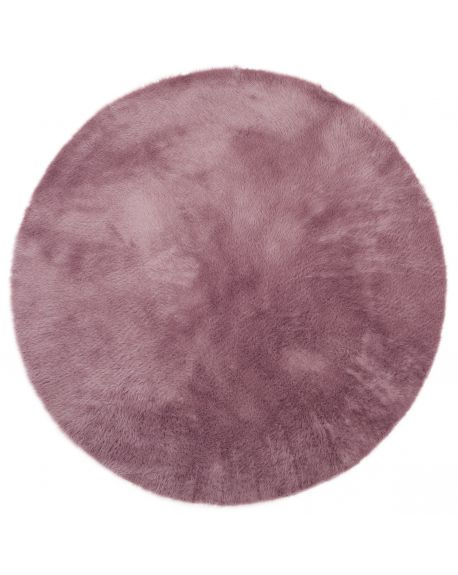 PILEPOIL - ROUND RUG IN FAKE FUR - Grey Purple Circle