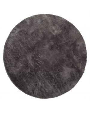 PILEPOIL - ROUND RUG IN FAKE FUR - Dark grey Circle