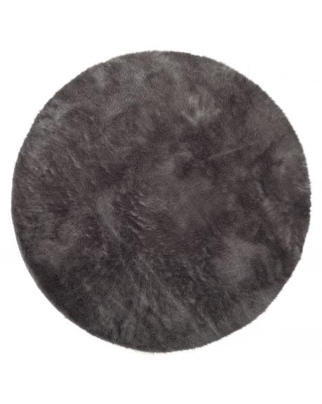 PILEPOIL - ROUND RUG IN FAKE FUR - Dark grey Circle