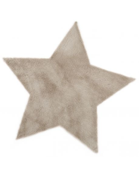 PILEPOIL - Tapis étoile en fausse fourrure - Taupe