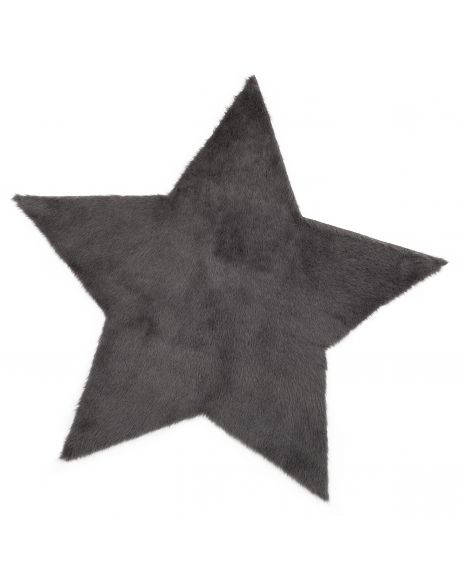 PILEPOIL - Tapis étoile en fausse fourrure - Gris foncé