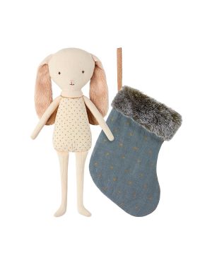 MAILEG - Rabbit - Angel with stocking - Blue