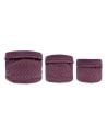 JACK N'A QU'UN OEIL - 3 Quilted Storage Basket - Amarante