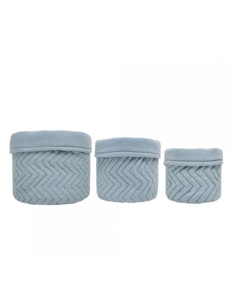 JACK N'A QU'UN OEIL - 3 Quilted Storage Basket - Powder Blue