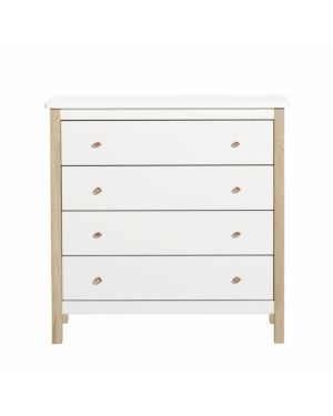 Oliver Furniture - Commode à langer 4 tiroirs - Blanc/Chêne